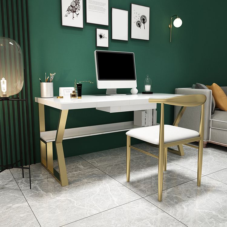 Glam Dormitory Writing Desk Rectangular Writing Desk with Metal Legs