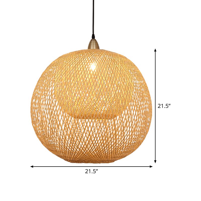 Luce a soffitto artigianale Bamboo cinese 1 lampadina BEIGE Apparecchio di illuminazione sospesa