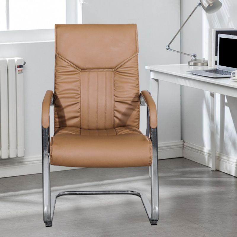 Modern Fixed Arms Office Chair Leather Task Chair for Office