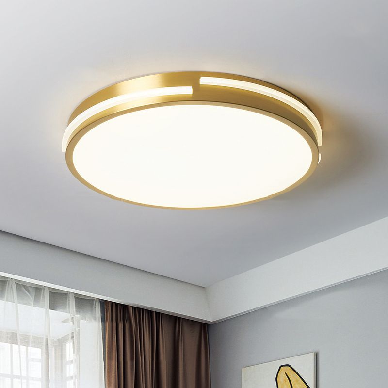 Round LED Ceiling Light Modern Simple Ceiling Mount Light with Copper for Living Room