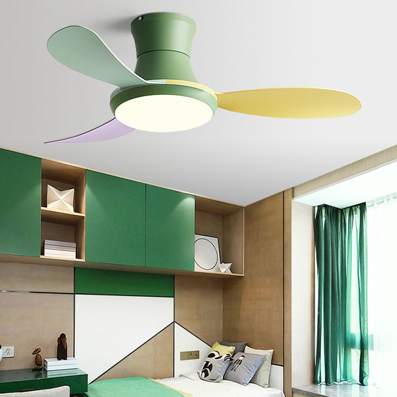 Metal Fan Shape Ceiling Fan Kid Style 1-Light Ceiling Mount Fans Fixtures