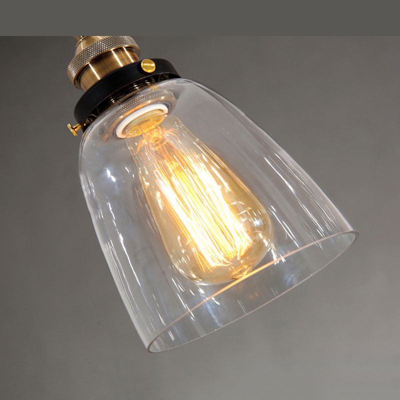 Retro Industrial Brass Pendant Ceiling Lamp 1 Light Clear Glass Pendant Light for Living Room