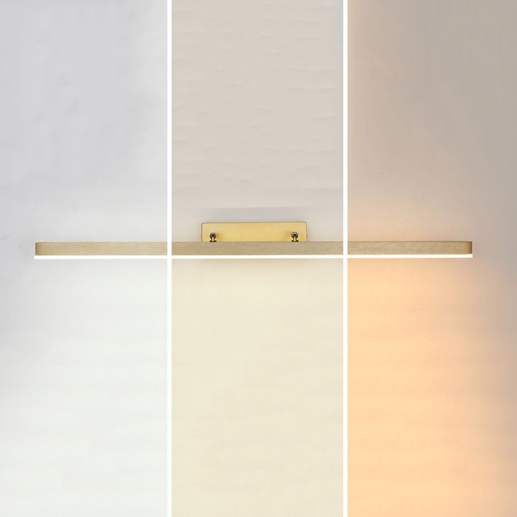 Metal Linear Shape Mirror Wall Light Modern 1-Light Mirror Wall Light Sconces in Gold