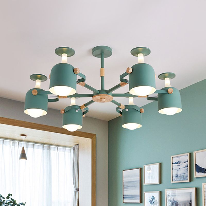 Green/Grey/White Goblet Shaped Chandelier Light Nordic Candy Colored Pendant Light for Kid Bedroom Kindergarten