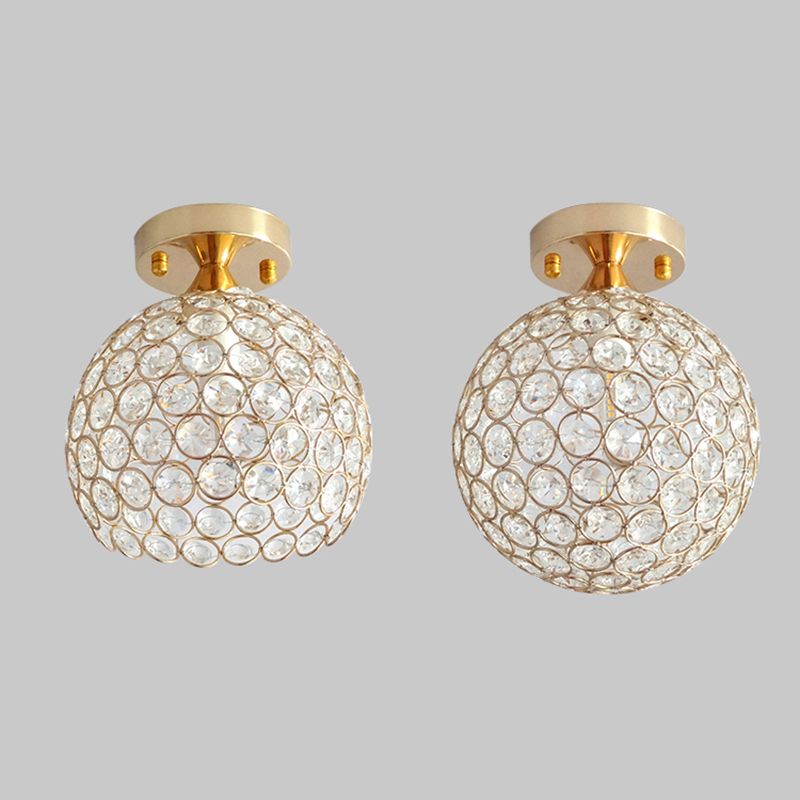 Simplicity Spherical Ceiling Mounted Lamp Crystal 1-Light Hallway Flush Light