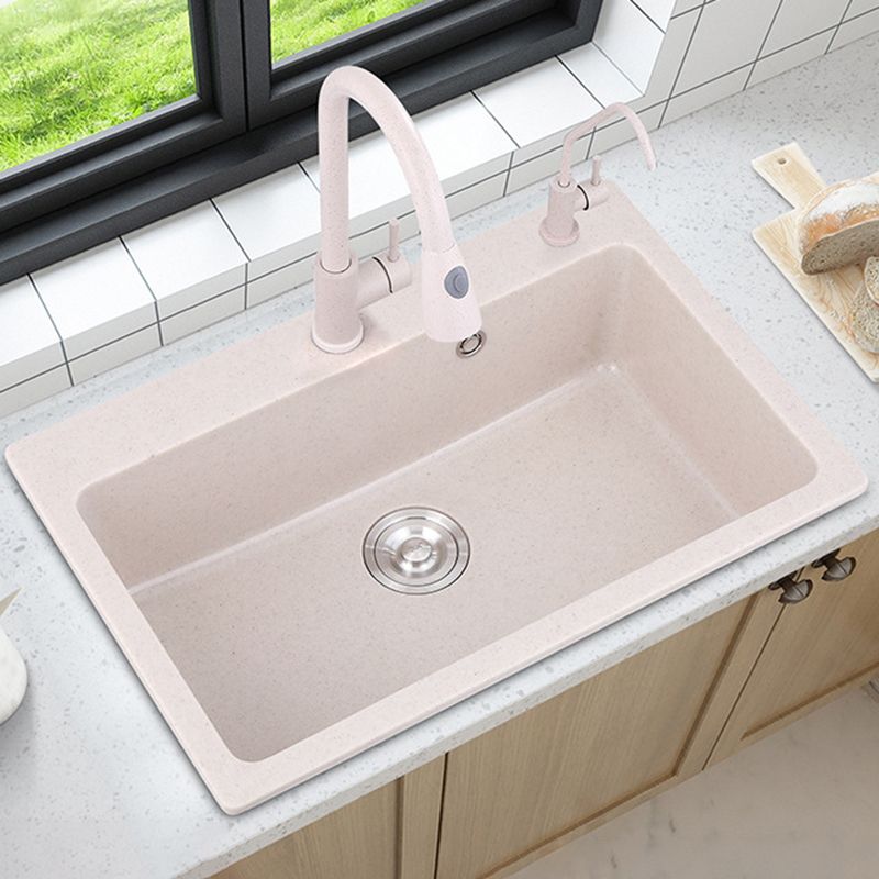 Drop-In Quartz Kitchen Sink Single Bowl Kitchen Sink in White