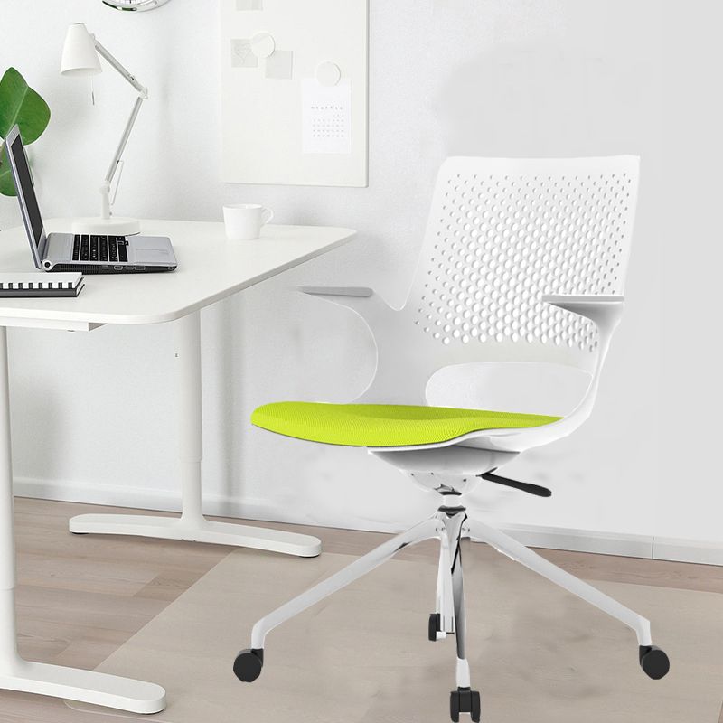 Modern Slide Office Chair Fixed Arms Adjustable Seat Height Desk Chair with Wheels