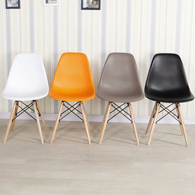 Glam Style Plastic Side Chair Matte Finish Solid Back Dining Chair for Home Use