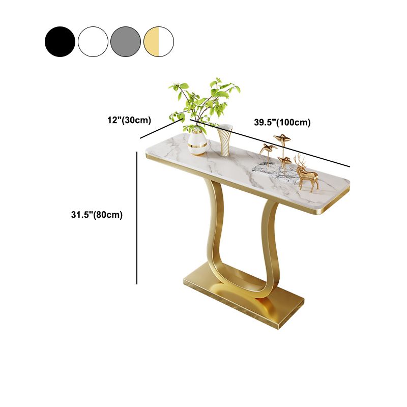 Contemporary Slate Rectangle Console Table Gold Frame Accent Table