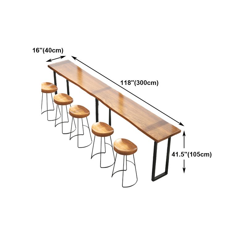 Industrial Bar Dining Table Solid Wood Bar Dining Table with Sled Base