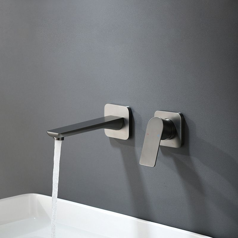 Square Single Handle Bathroom Faucet 2 Hole Wall Mounted Bathroom Faucet