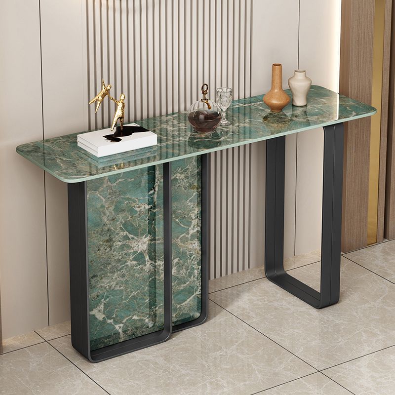 11 Inch Wide Glam Accent Table Stone Rectangle Console Accent Table