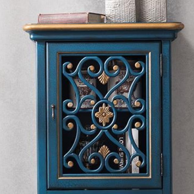 Industrial Accent Cabinet in Distressed Finish Wood with Door and Drawers