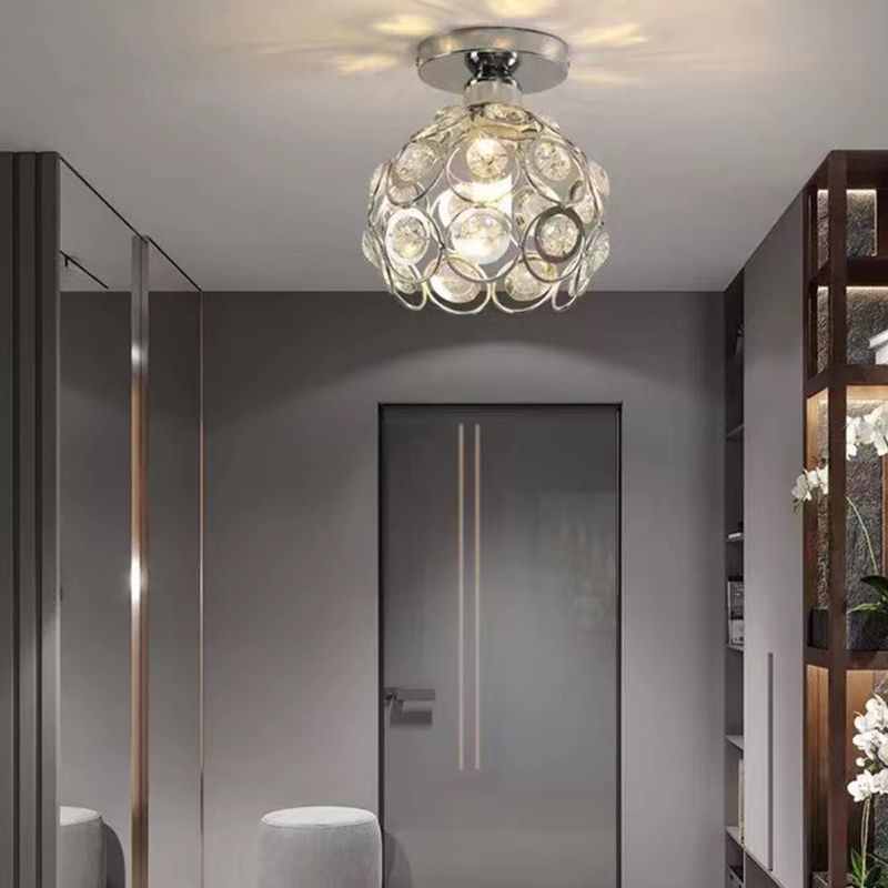 Modern Crystal Ceiling Light Minimalist Flush Mount Light Fixture for Bedroom