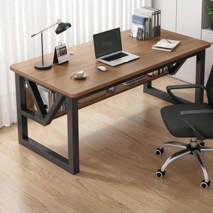 Contemporary Rectangular Office Desk Sled Writing Desk with Metal Legs