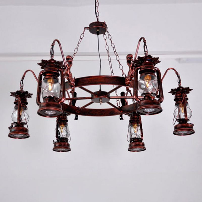 Kerosene Lamp Chandelier Light Fixture Metallic Retro Industrial Style Pendant Lighting Fixtures for Restaurant