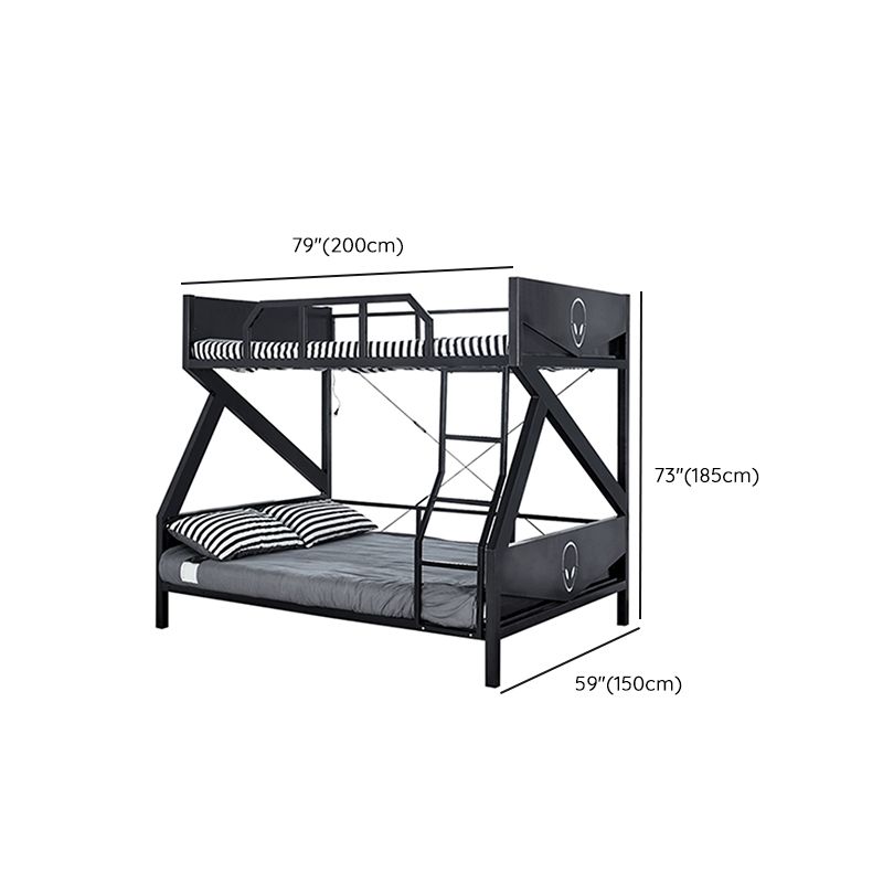 Queen Over Queen Standard Bunk Bed Modern Metal Bunk Bed in Black