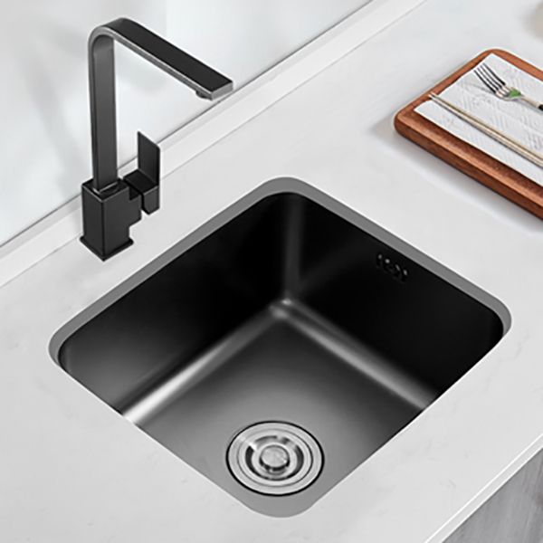 Contemporary Stainless Steel Sink in black with Strainer Drop-In Kitchen Sink