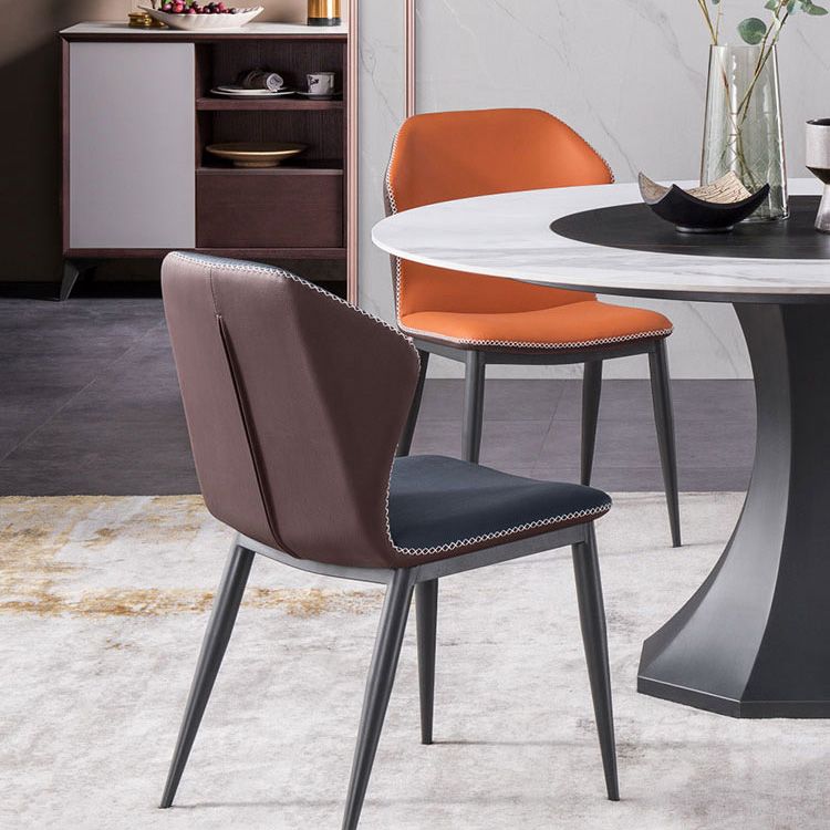 Modern Dining Chairs Faux Leather Side Chairs without Armrest for Dining Room