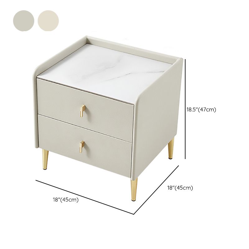 2 Drawers Accent Table Nightstand Contemporary Night Table for Bedroom