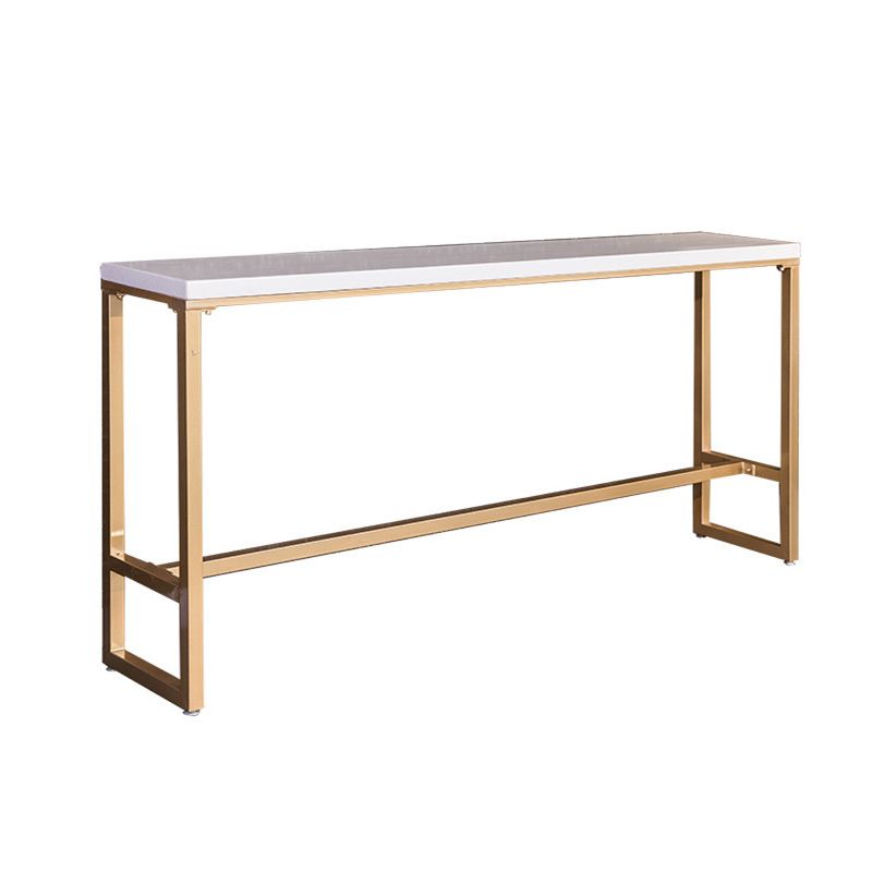 Glam White Marble Table with Rectangle Table Top Gold Trestle Table - 41.3" H