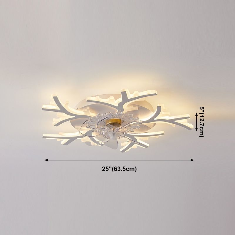 Nordic Metal Ceiling Fan Lamp Multi-Head Flush Mount Light Fixture with ABS Fan Blade