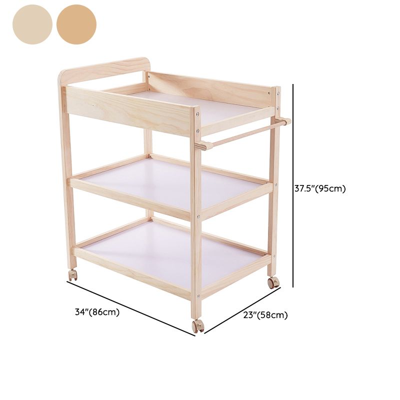 Modern Wooden Baby Changing Table Flat Top Changing Table With 4 Wheels