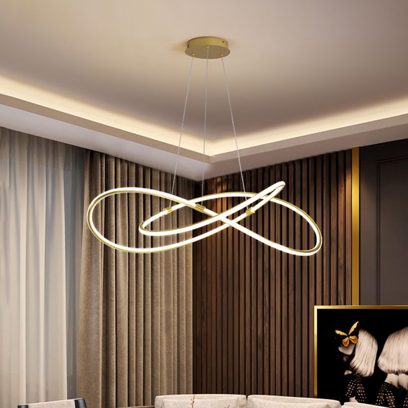 Twisted Suspended Lighting Fixture Modern Chandeliers For Dining Room Metal Chandelier