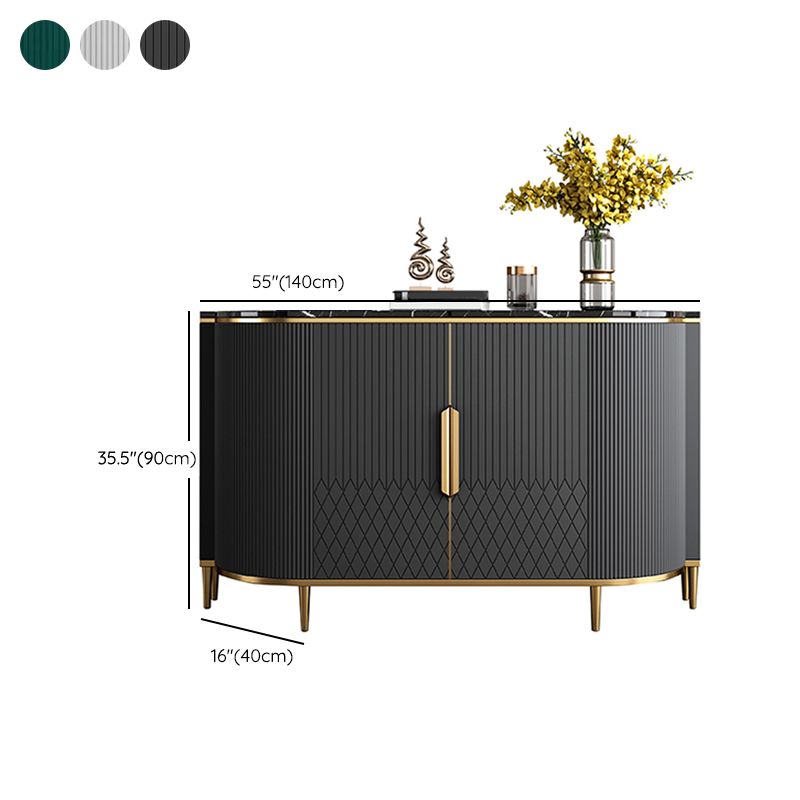 Glam Sideboard Marble Sideboard Cabinet with Doors for Kitchen