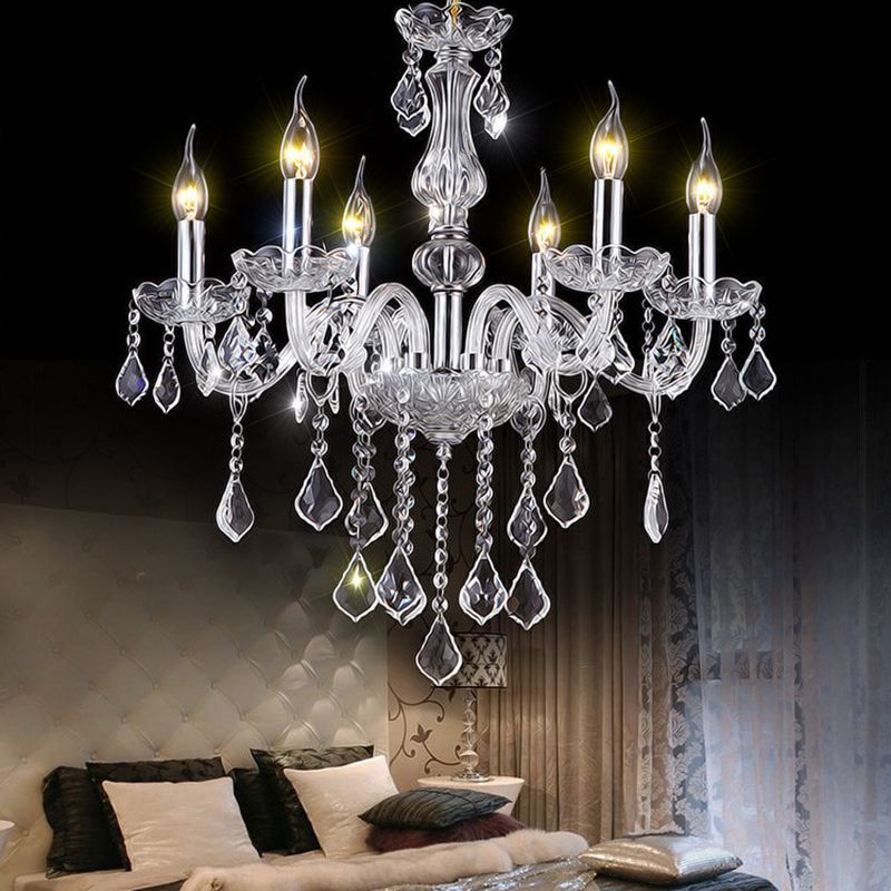 Kerzenglas Kronleuchter Beleuchtungssteuer Wohnzimmer Kronleuchterlampe mit Kristalltröpfchen