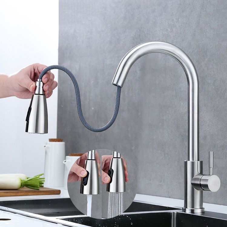 Modern 1-Handle Faucet 304 Stainless Steel with Water Dispenser Pull down Faucet