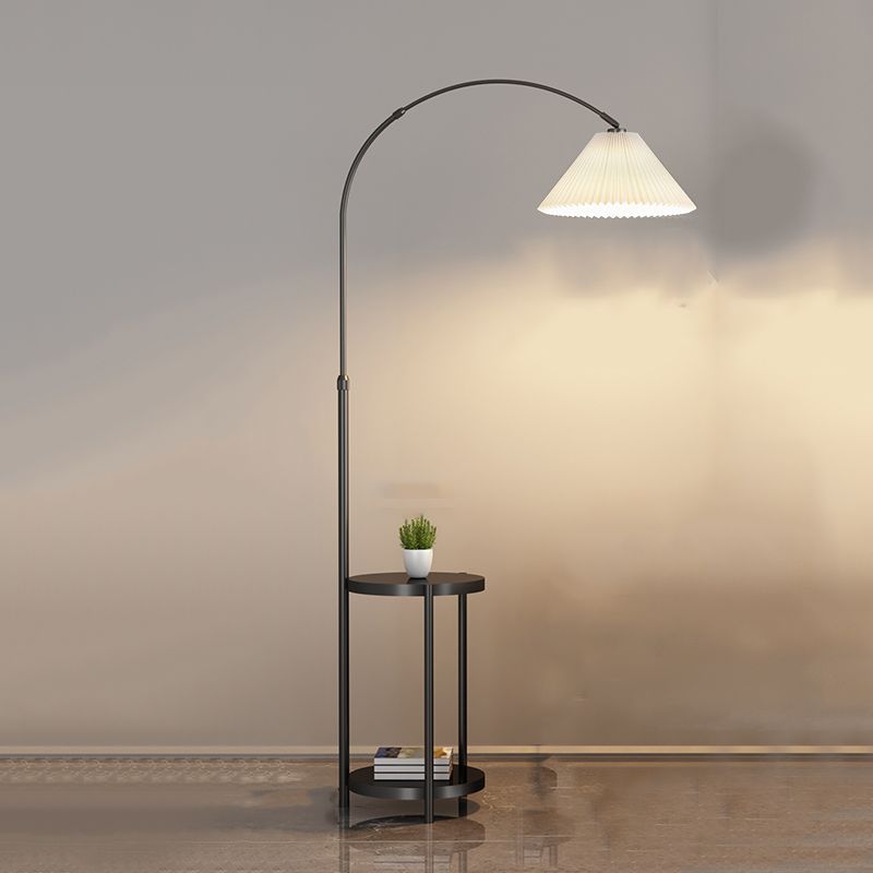 Nordic Style Eisenstock -Lampt -Stofftuch -Schattenlampe Bodenlicht mit Tee Tisch für Wohnzimmer