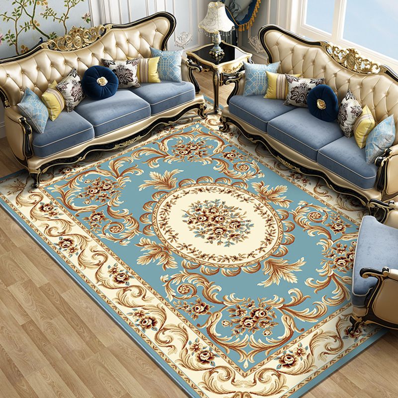 Colorful Blossom Pattern Rug Multicoloured Vintage Carpet Polyester Machine Washable Non-Slip Backing Carpet for Parlor