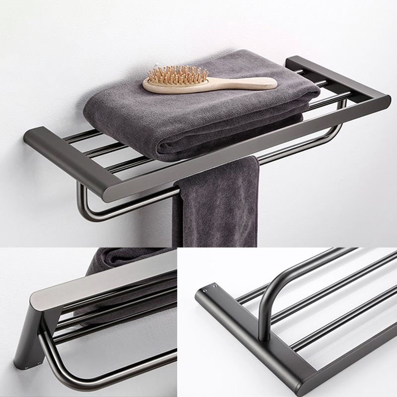 Modern Matte Gray Bathroom Accessory Set Bath Shelf/Towel Bar & Paper Holder Included