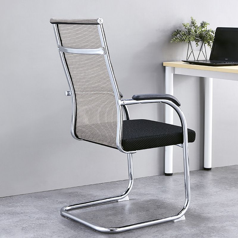 Silver Metal Modern Office Chair Mid and High Back Mesh and Leather Conference Chair