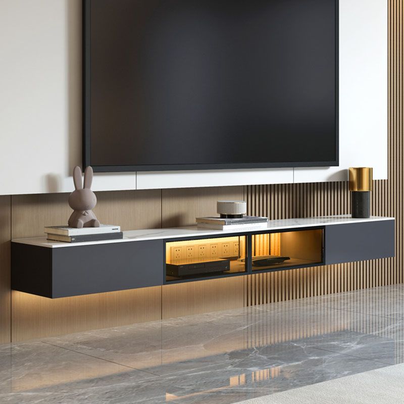 Floating TV Media Stand with Drawers Contemporary TV Console