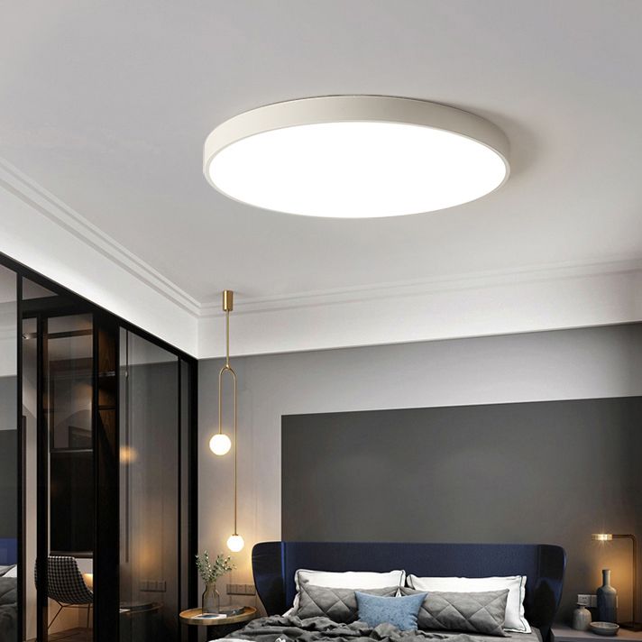 Minimalism Ceiling Light Fixture White Flush Mount with Metal for Bedroom