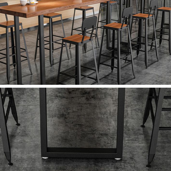 Solid Wood Bar Dining Table Industrial Rectangle Bar Table with Sled Base in Black