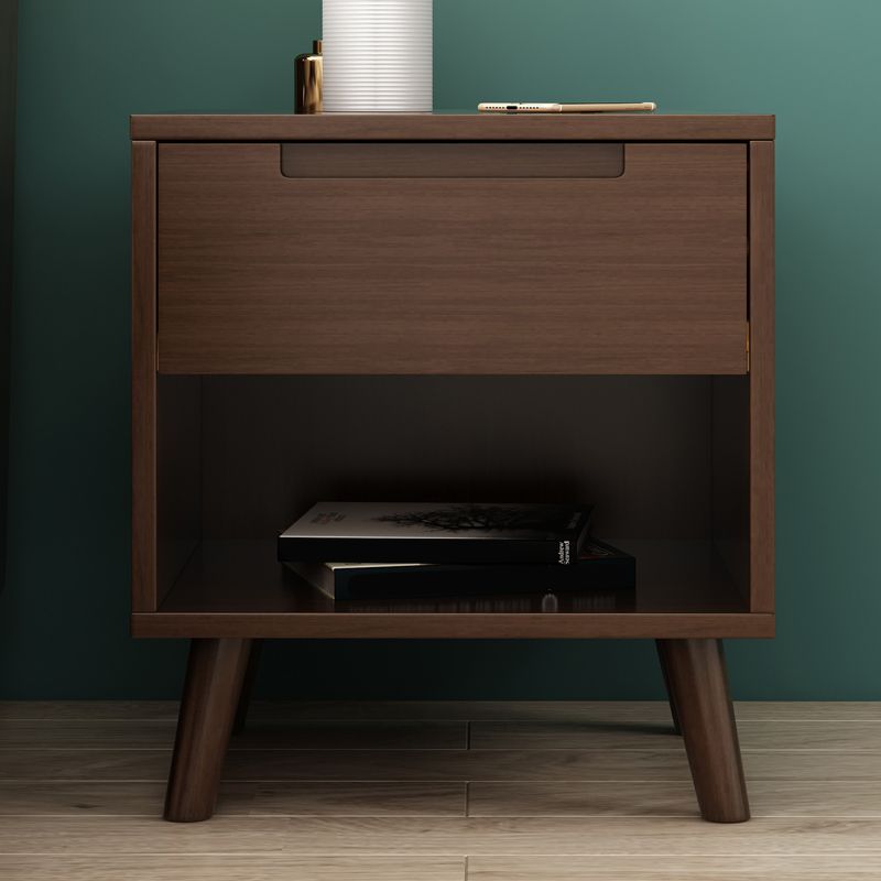 Wooden Bedside Cabinet Modern Minimalist Open Bedside Table with Legs