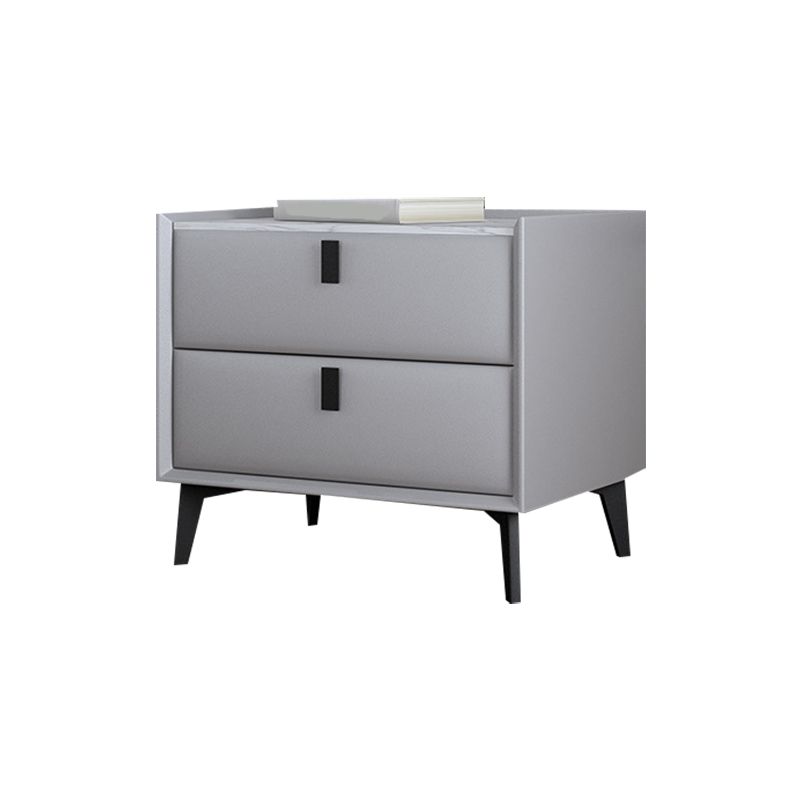 Contemporary Bedside Cabinet Stone Accent Table Nightstand with 2 Drawers