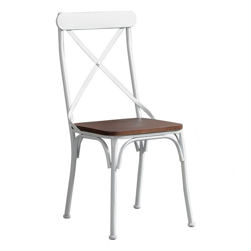 Industrial Cross Back Side Chair Metal Armless Dining Chair for Brasserie