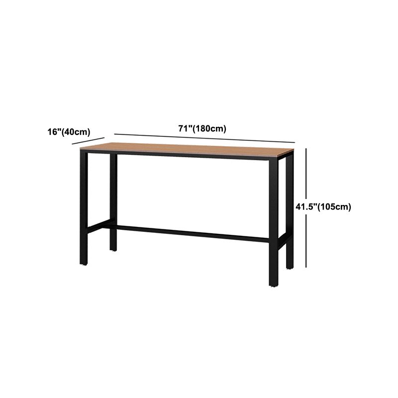 Wood Bar Dining Table Modern Rectangle Bar Table with Trestle Pedestal for Cafe Balcony