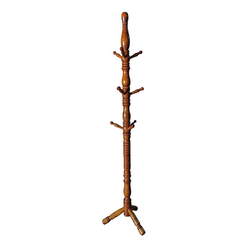 Modern Style Hall Tree, Wooden Brown Steady Hall Stand for Entryway