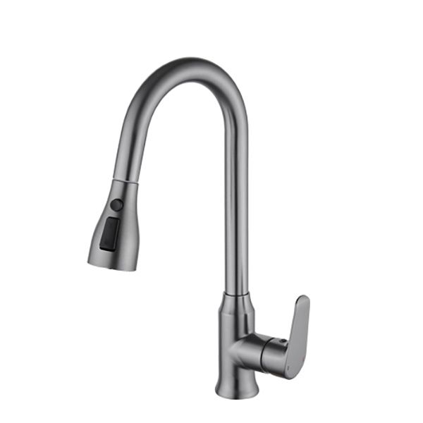 Modern Copper Kitchen Sink Faucet Single Handle High Arc Retractable Kitchen Faucet