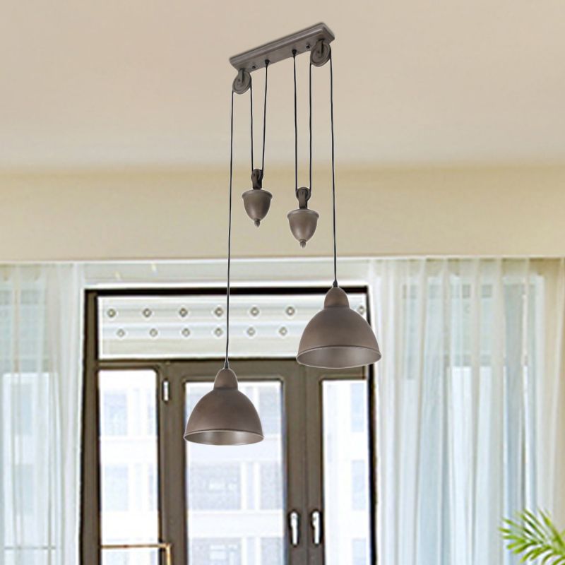 2-Light Pendant Lighting Industrial Dome Metal Hanging Ceiling Light in Antique Bronze