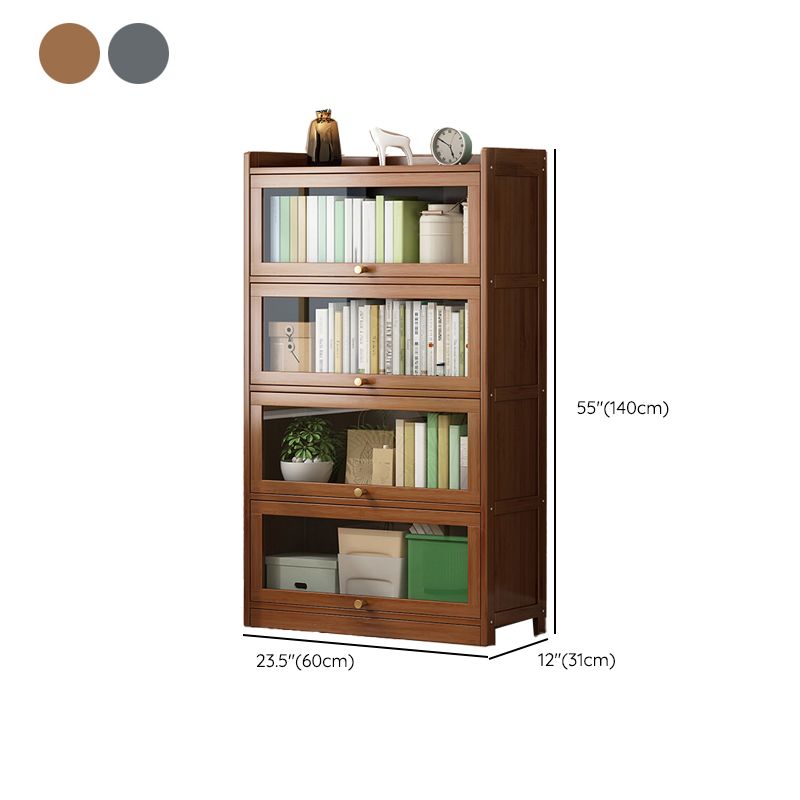 Contemporary Bamboo Bookcase Closed Back Bookshelf with Shelves for Study Room