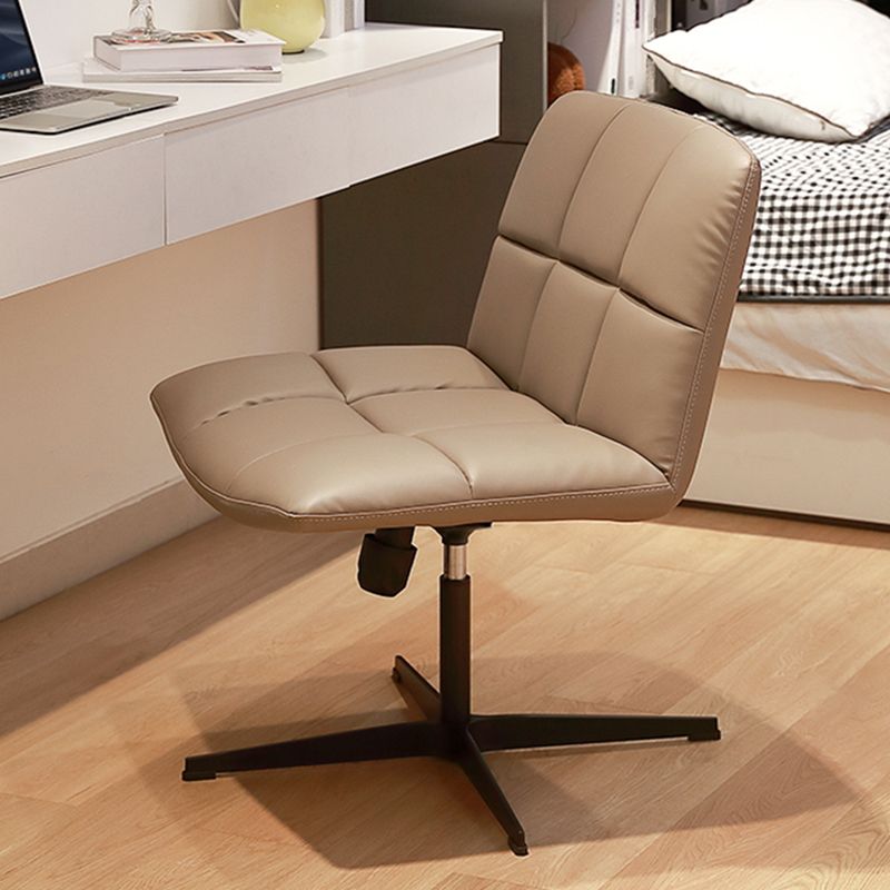 Contemporary Tufted Swivel Chair Faux Leather Low-Back Desk Chair