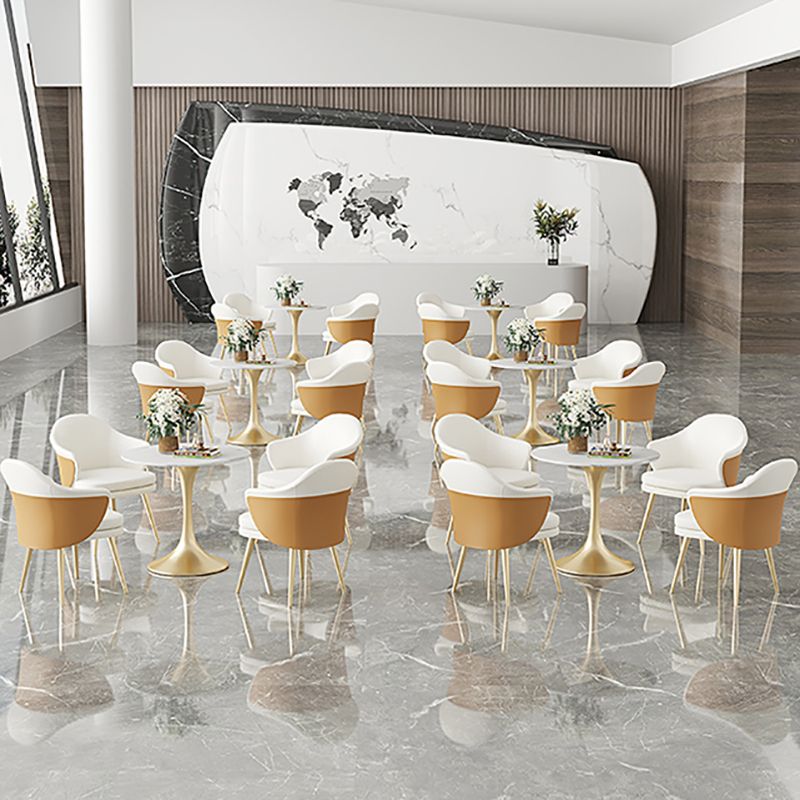 Traditional Luxury Dining Table White Stone Center Top Round Dining Table