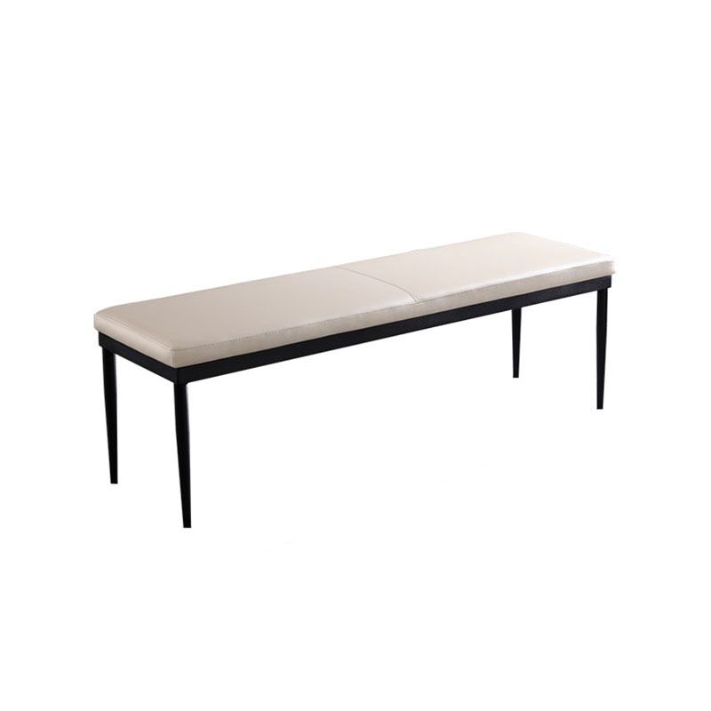 Modern Dining Bench with Black Metal Legs, 18"H Upholstered Seating Bench