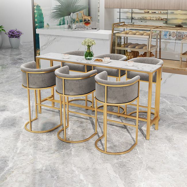 Nordic Glam Rectangle Bar Counter Table Sintered Stone Dining Table